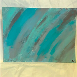 Blues & grays with silver ORIGINAL art 9” x 12”